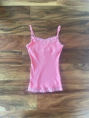 Justice Pink Lace-Trim Camisole Tank